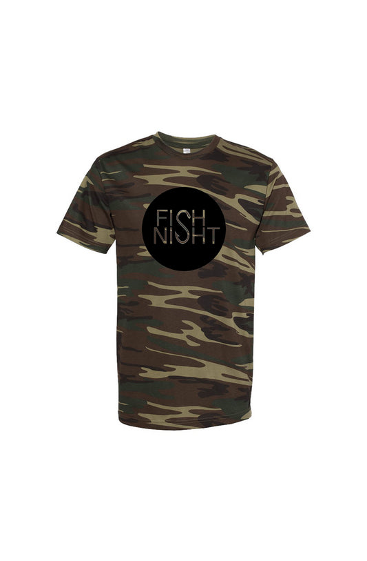 Green Woodland Camo Tee Fish Night Circle